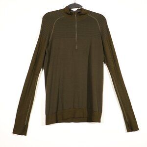 EUC Lululemon Dark Green Brown Pullover Size 10